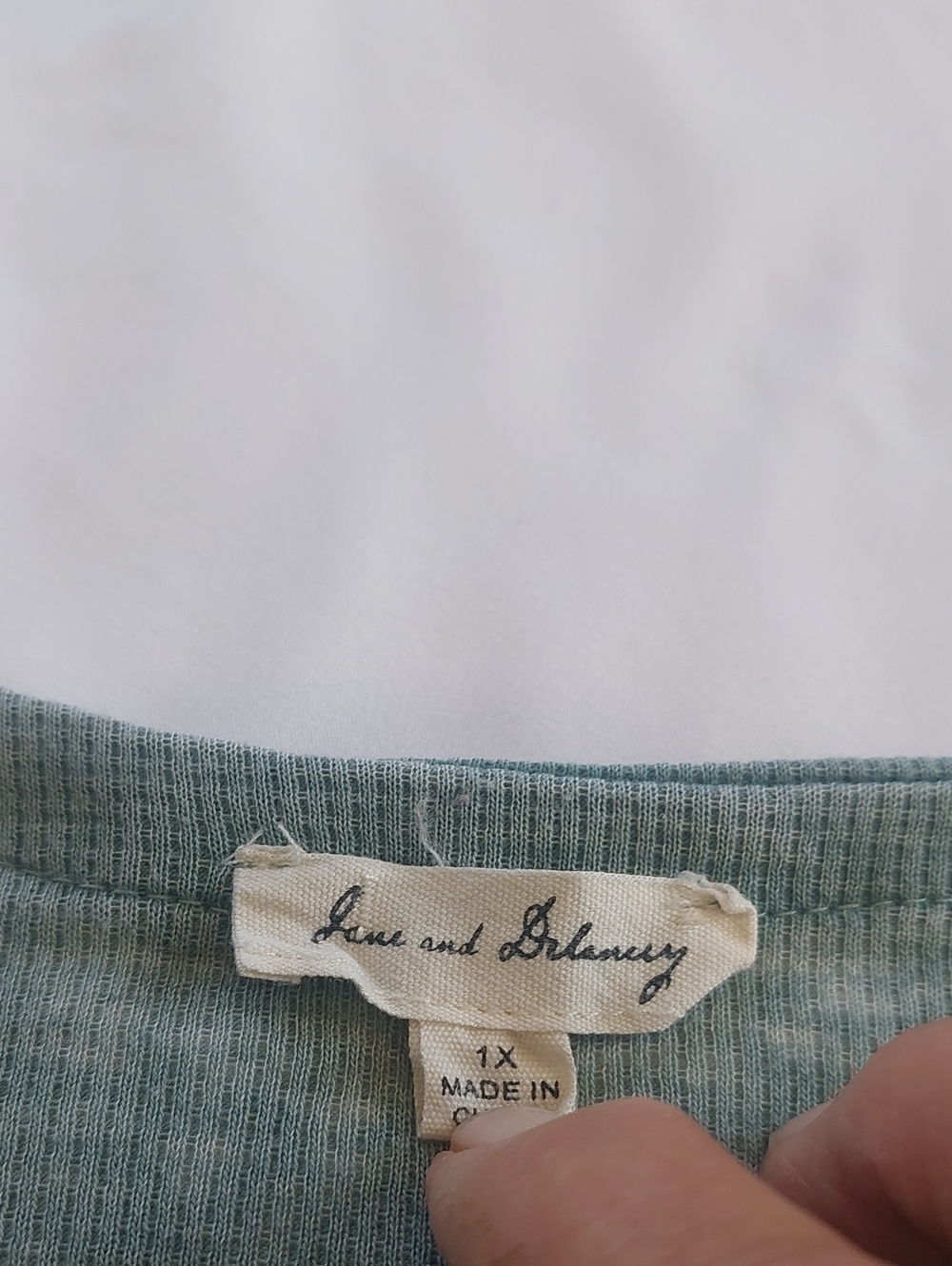 Jane and Delancey Sage Green Ribbed Top.size 1x Soft And Comfy. 1/4 Sleeves . - Picture 2 of 6